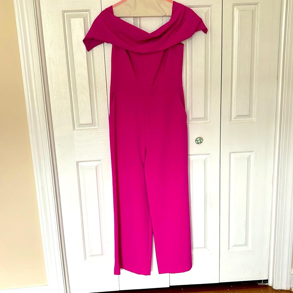 Off the shoulder zip up pant suit